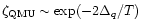 $\zeta_{\rm QMU} \sim \mbox{exp}(-2\Delta_q /T)$