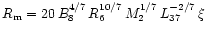 $R_{\rm m}=20\,B_8^{4/7}\,R_6^{10/7}\,M_2^{1/7}\,L_{37}^{-2/7}\,\xi$
