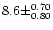 $8.6 \pm ^{0.70} _{0.80} $