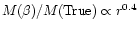 $M(\beta)/M({\rm True}) \propto r^{0.4}$