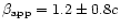 $\beta_{\rm app} =
1.2\pm 0.8 c$