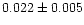 $0.022\pm0.005$