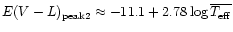 $E(V-L)_{\rm peak 2}\approx{-11.1}+2.78\log\overline{T_{\rm eff}}$
