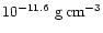 $10^{-11.6}~{\rm g\,cm}^{-3}$