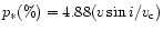 $p_{\ast}(\%) = 4.88(v\sin{i}/v_{\rm c})$