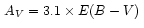 $\,A_{V}=3.1\times E(B-V)\,$
