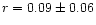 $r=0.09\pm0.06$
