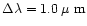 $\Delta\lambda= 1.0\rm\hbox{\kern 0.20em {\rm$\mu$ m}}$
