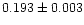 $ 0.193 \pm0.003 $