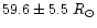 $59.6\pm5.5~R_{\odot}$