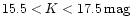 $15.5<K<17.5\,\rm {mag}$