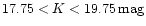 $17.75<K<19.75\,\rm {mag}$