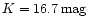 $K=16.7\,\rm {mag}$