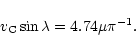 \begin{displaymath}v_{\rm C}\sin \lambda = 4.74 \mu \pi^{-1}.
\end{displaymath}