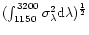 $(\int_{1150}^{3200} \sigma^2_{\lambda}{\rm d}\lambda)^{1\over 2}$