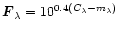 ${\vec F}_{\lambda}=10^{0.4(C_{\lambda}-m_{\lambda})}$