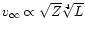 $v_\infty \propto
\sqrt{Z} \sqrt[4]{L}$