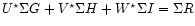 $U^{\star}\Sigma G + V ^{\star}\Sigma H + W ^{\star}\Sigma I = \Sigma R$