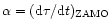 $\alpha= ({\rm d}\tau/{\rm d}t)_{\rm ZAMO}$