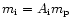 ${m}_{{\rm i}} ={A}_{{\rm i}}{m}_{{\rm p}}$