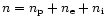 $n={n}_{{\rm p}}+{n}_{{\rm e}}+{n}_{{\rm i}}$