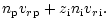 $\displaystyle {n}_{{\rm p}}{{v_r}}_{{\rm p}} + {z}_{{\rm i}} {n}_{{\rm i}}{{v_r}}_{{\rm i}}.$