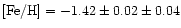 ${\rm [Fe/H]}=-1.42\pm 0.02\pm 0.04$