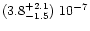 $(3.8^{+2.1}_{-1.5})\ 10^{-7}$