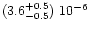 $(3.6^{+0.5}_{-0.5})\ 10^{-6}$
