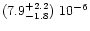 $(7.9^{+2.2}_{-1.8})\ 10^{-6}$