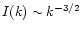 $I(k) \sim k^{-3/2}$