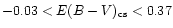 $-0.03<E(B-V)_{\rm cs}<0.37$