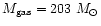 $M_{\rm gas}=203~M_\odot$