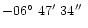 $-06\hbox{$^\circ$ }47\hbox{$^\prime$ }34\hbox{$^{\prime\prime}$ }$