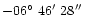 $-06\hbox{$^\circ$ }46\hbox{$^\prime$ }28\hbox{$^{\prime\prime}$ }$