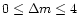 $0 \le\Delta m\le 4$