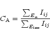 \begin{displaymath}C_{\rm A} = {\sum_{E_\alpha}I_{ij}\over{\sum_{E_{\rm iso}} I_{ij}}}
\end{displaymath}