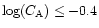 $\log(C_{\rm A})\le -0.4$