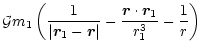 $\displaystyle {\cal G} m_1 \left(\frac{1}{\vert{\vec{r}}_1-{\vec{r}}\vert}-\frac{{\vec{r}}
\cdot {\vec{r}}_1}{r_1^3}-\frac{1}{r} \right)$
