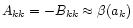 $A_{kk}=-B_{kk} \approx \beta (a_k)$