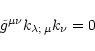 \begin{displaymath}
\tilde{g}^{\mu\nu}k_{\lambda;\,\mu}k_\nu = 0
\end{displaymath}