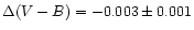 $\Delta(V-B)= -0.003 \pm 0.001$