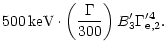 $\displaystyle 500\,{\rm keV}\cdot
\left(\frac{\Gamma}{300}\right)
B'_3
\Gamma^{\prime 4}_{\rm e,2}.$