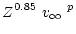 $\displaystyle Z^{0.85}~\mbox{$v_{\infty}$ }^p$