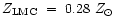 $Z_{\rm LMC}~=~0.28~\mbox{$Z_{\odot}$ }$