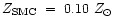 $Z_{\rm SMC}~=~0.10 ~\mbox{$Z_{\odot}$ }$