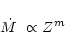 \begin{displaymath}\mbox{$\dot{M}$ }\propto Z^{m}
\end{displaymath}