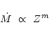 \begin{displaymath}\dot{M}~\propto~Z^m~
\end{displaymath}