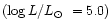 $(\log L/\mbox{$L_{\odot}$ }= 5.0)$