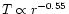 ${T \propto r^{-0.55}}$